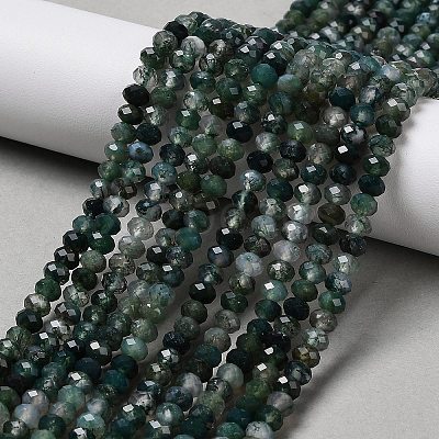 Natural Moss Agate Beads Strands G-C228-A01-3x4mm-1