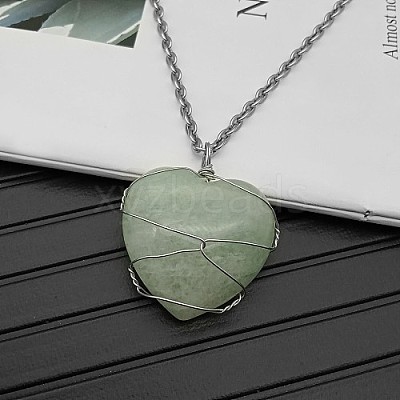 Natural Green Aventurine Pendant Necklaces CY8832-12-1