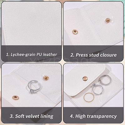 6Pcs PU Leather with PVC Pouches with Snap Button ABAG-WH0072-036B-1