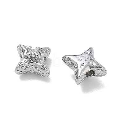 Brass Micro Pave Clear Cubic Zirconia Beads CU-CBA91C0-02P-1