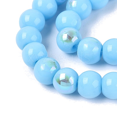 Electroplate Opaque Glass Beads Strands EGLA-Q132-6MM-01C-13-1