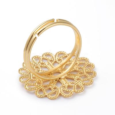 Brass Filigree Ring Settings KK-G379-02G-1