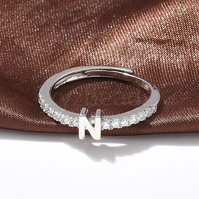 S925 Sterling Silver Adjustable Letter Rings for Women RJEW-M068-01P-N-1