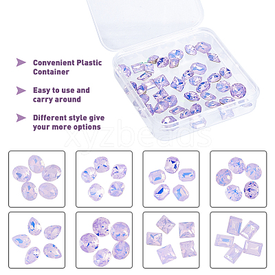 40Pcs 8 Styles K9 Glass Rhinestone Cabochons MRMJ-DC0001-02-1