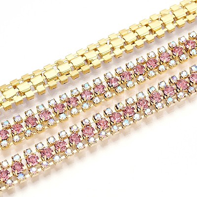 Iron Rhinestone Cup Chains CH-T006-04G-11-1