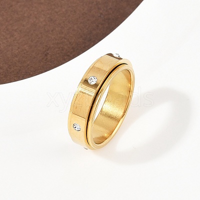 304 Stainless Steel Rhinestone Rotating Finger Rings RJEW-A074-01A-G-1