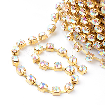 Brass Rhinestone Strass Chains CHC-T002-SS14-02C-1