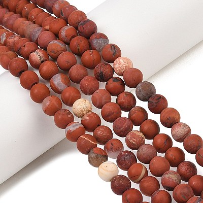 Frosted Natural Red Jasper Beads Strands G-C270-M01-8mm-1