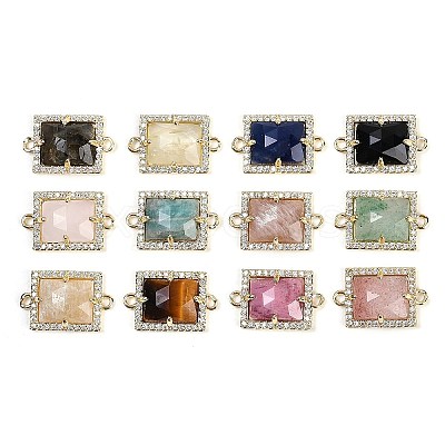 Natural Mixed Gemstone Faceted Rectangle Links G-I375-07G-1