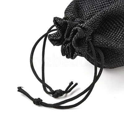 Polyester Imitation Burlap Packing Pouches Drawstring Bags X-ABAG-R005-14x10-09-1