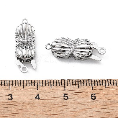 Brass Micro Pave Clear Cubic Zirconia Box Clasps KK-G523-13P-1
