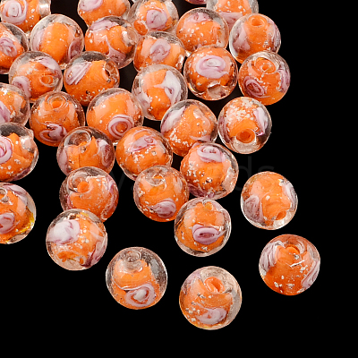 Handmade Luminous Inner Flower Lampwork Beads LAMP-R129-12mm-M-1