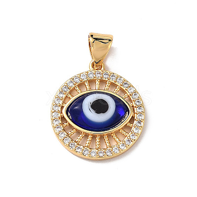 Lampwork Evil Eye Pendants with Clear Cubic Zirconia ZIRC-L102-11G-04-1