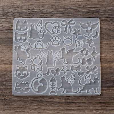 Cat Shape Theme DIY Pendant Silicone Molds DIY-F161-01B-1