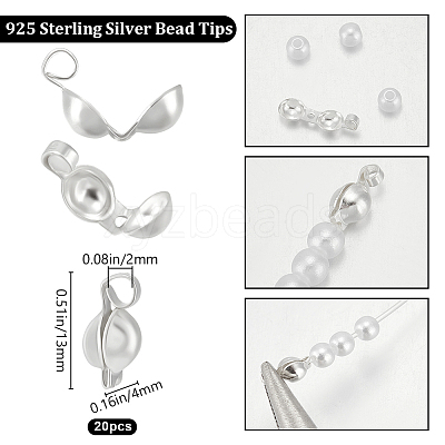 20Pcs 925 Sterling Silver Bead Tips STER-BBC0007-85-1