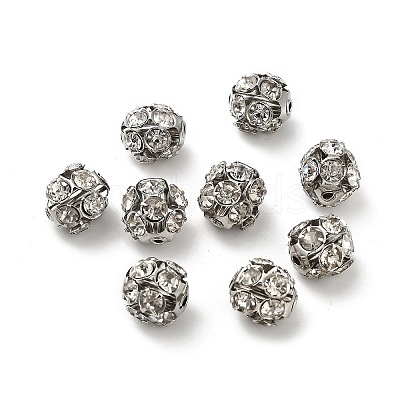10mm Brass Rhinestone Beads X1-KK-S519-01C-P-1