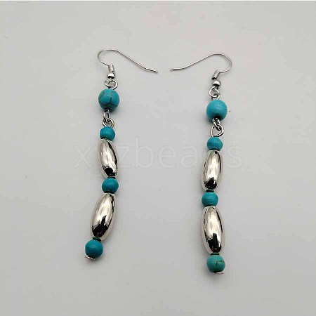 Bohemian Tassel Synthetic Turquoise & Alloy Dangle Earrings for Women RC4749-13-1