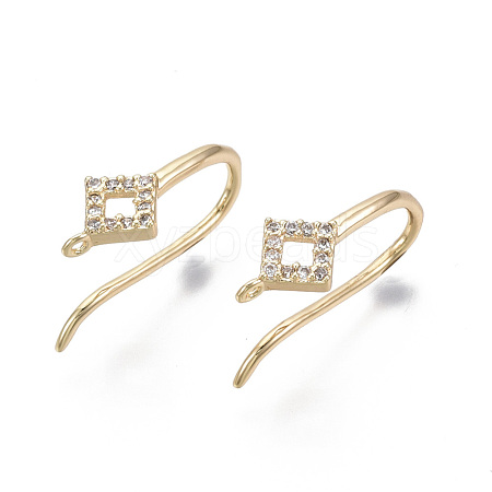 Brass Micro Pave Cubic Zirconia Earring Hooks X-KK-T063-018-NF-1