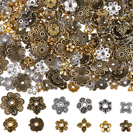 360Pcs 12 Styles Tibetan Style Bead Caps FIND-SC0008-82-1
