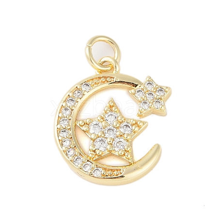 Rack Plating Brass Micro Pave Clear Cubic Zirconia Pendants KK-Z060-19G-1