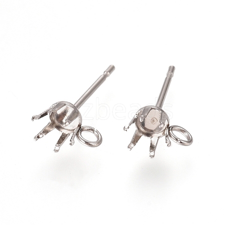 Non-Tarnish 304 Stainless Steel Post Stud Earring Settings X-STAS-L238-026E-P-1