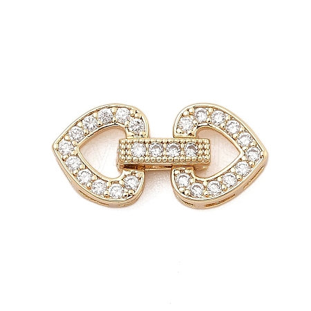 Brass Micro Pave Clear Cubic Zirconia Fold Over Clasps KK-C075-11G-1