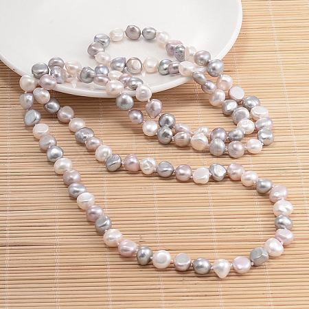 Natural Pearl Nuggets Beaded Necklace NJEW-P126-B-01B-01-1