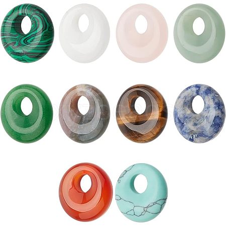  10Pcs 10 Styles Natural & Synthetic Gemstone Pendants G-NB0003-90-1