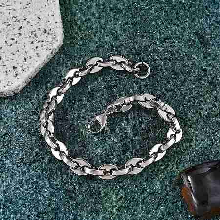 304 Stainless Steel Coffee Bean Chain Bracelets for Women Men BJEW-F488-01P-02-1