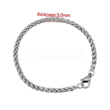 Tarnish Resistant 304 Stainless Steel Wheat Chain Bracelets BJEW-M187-12-E-1