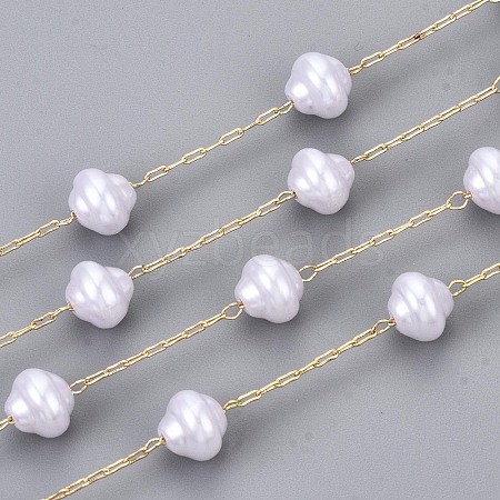 Handmade ABS Plastic Imitation Pearl Beads Chains CHC-T012-26LG-1