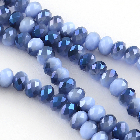 Electroplate Glass Faceted Rondelle Bead Strands EGLA-Q055-8mm-11-1