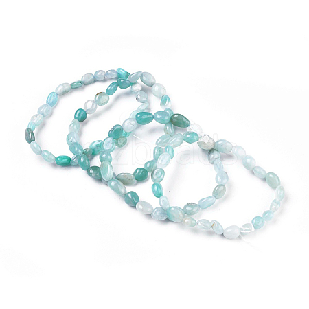 Natural Amazonite Bead Stretch Bracelets BJEW-K213-09-1