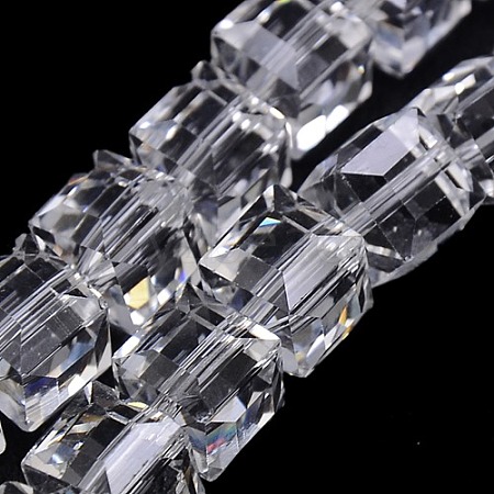 Faceted Cube Shaped Crystal Glass Beads Strands X-GLAA-F008-F01-1