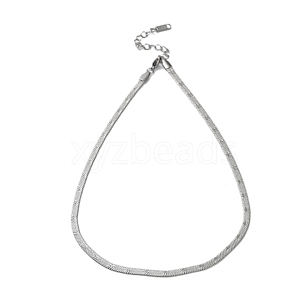 304 Stainless Steel Herringbone Chain Necklace NJEW-D045-05P-1