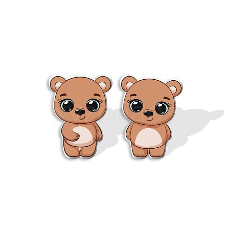 Plastic Bear Stud Earrings for Women PW-WGDF94F-02-1