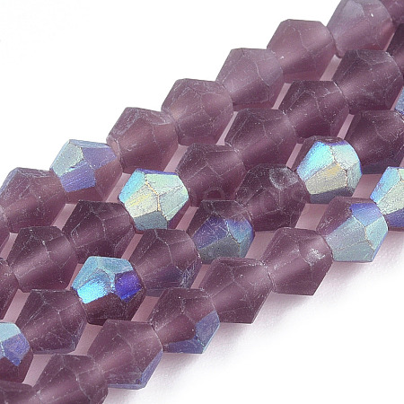 Imitate Austrian Crystal Bicone Frosted Glass Beads Strands GLAA-F029-TM2mm-A04-1