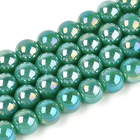 Electroplate Opaque Glass Beads Strands GLAA-T032-P8mm-AB12A-1