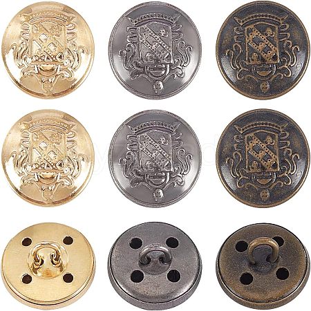 Olycraft 18Pcs 3 Colors Alloy Button BUTT-OC0001-14-1