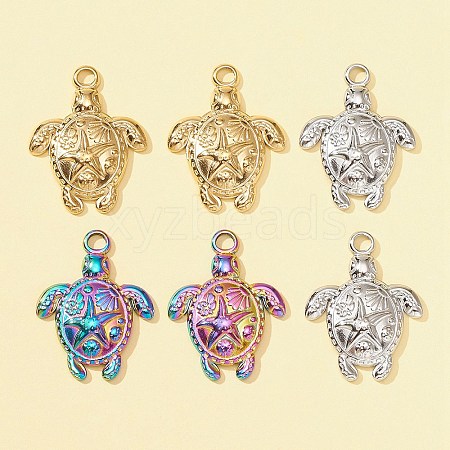 6Pcs 3 Colors 201 Stainless Steel Pendants STAS-FS0001-31-1