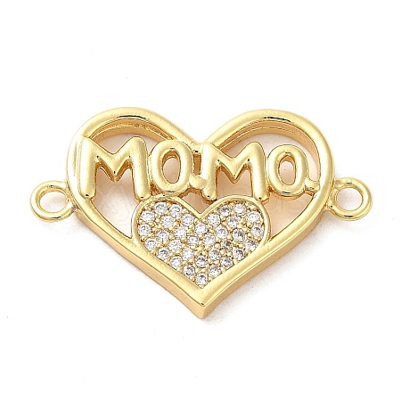 Brass Micro Pave Clear Cubic Zirconia Mama Connector Charms FIND-Z041-12A-1