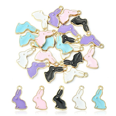 20Pcs 5 Colors Alloy Enamel Pendants ENAM-YW0003-01-1