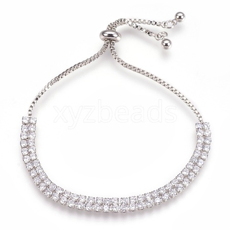 Brass Micro Pave Cubic Zirconia Bolo Tennis Bracelets BJEW-F334-P-1