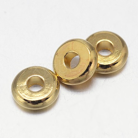 Flat Round Brass Spacer Beads KK-L106C-01G-1