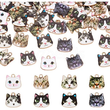  80Pcs 8 Style Printed Alloy Pendants FIND-NB0003-19-1