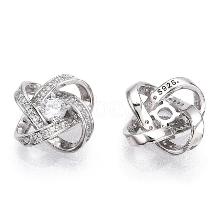 Rhodium Plated 925 Sterling Silver Micro Pave Cubic Zirconia Charms STER-T004-63P-1