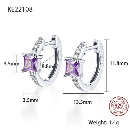 Anti-Tarnish Platinum Rhodium Plated 925 Sterling Silver Hoop Earrings ZC1005-4-1