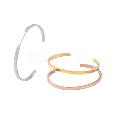 Adjustable 304 Stainless Steel Open Cuff Bangles for Women BJEW-R314-01-1