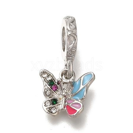 Rack Plating Alloy Rhinestone European Dangle Charms PALLOY-P307-09P-1