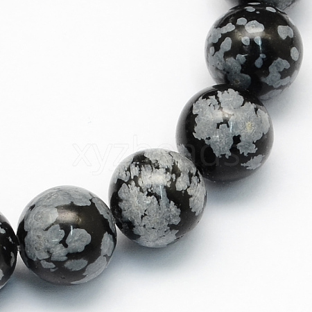 Natural Snowflake Obsidian Round Beads Strands G-S172-8mm-1